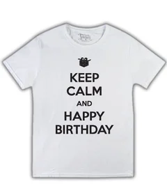 Keep Calm and Happy Birthday на белой